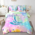 thumbnail image 1 of Little Mermaid Bed in a Bag King Size Comforter Set 7 Pieces,Gradient Iridescent Fish Scale Bedding Sets Ocean Marine Life Sheet Set with Comforter, 1 of 5