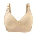 thumbnail image 2 of Fsqjgq Bras for Women Plus Size Large Bust Mother Middle Aged Elderly Underwear Comfort Wireless Bras Seamless Floral Lace Push Up Bra Bralettes Beige Size 40, 2 of 4