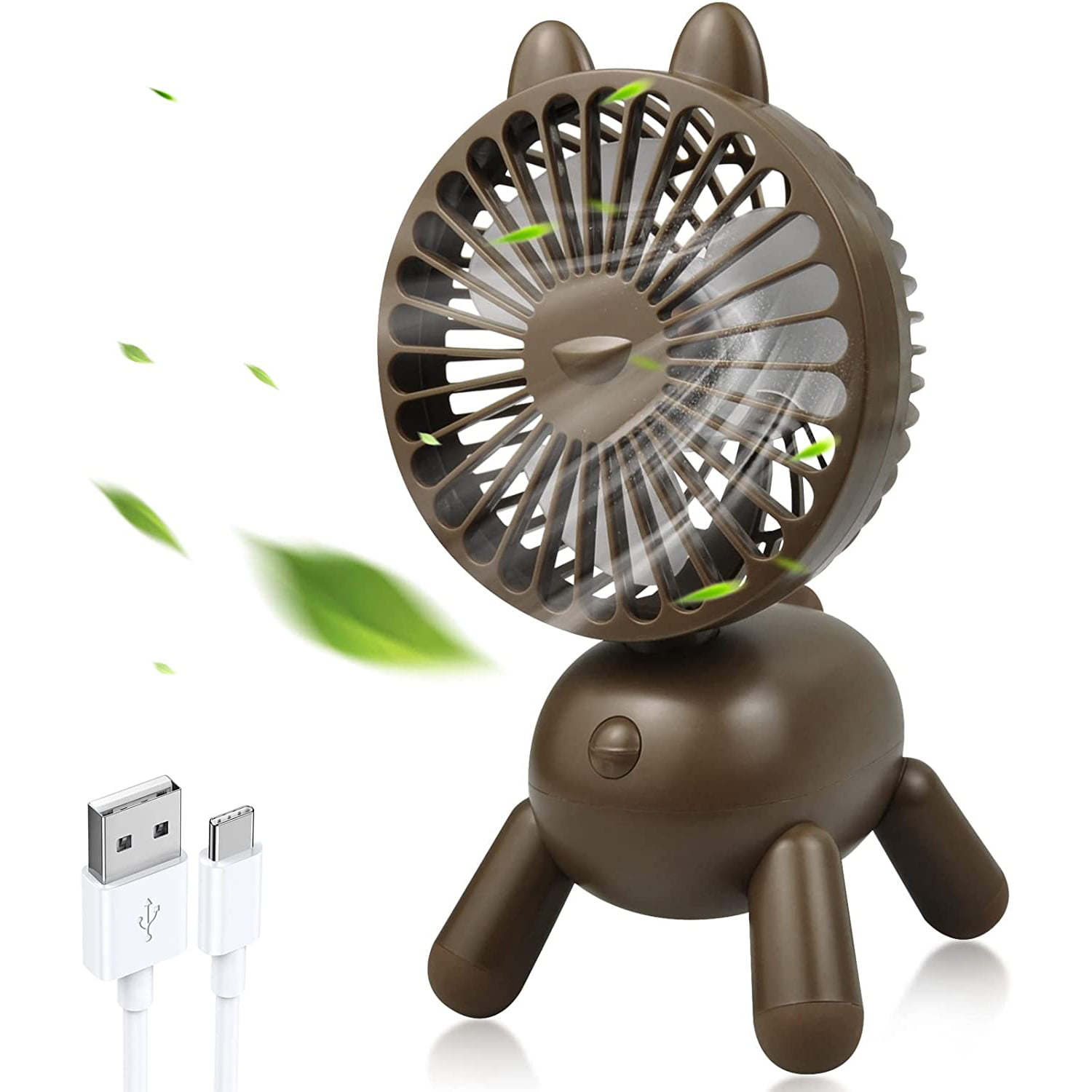 Flexible Tripod Clip On Fan with LED Light,Rechargeable Battery Operated Handheld Personal Fan Rotatable Portable USB Fan for Car Seat Crib Bike Treadmill Creative Stroller Fan With Cute Bunny Ears 