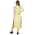 thumbnail image 5 of Bimba Women Beige Long Tunic Fancy Sleeveless Kurti Summer Wear Chic Blouse Gift, 5 of 8