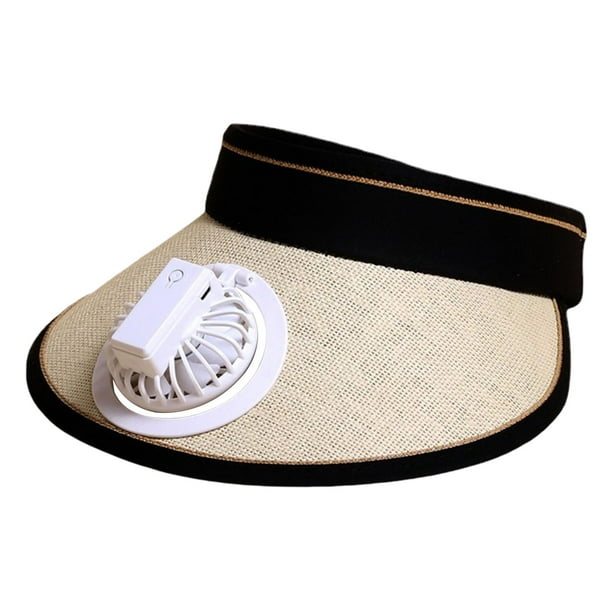 Cooling Fan Hat with Visor Summer 3 speeds Sun Visor Hats for Beach Camping  dark blue