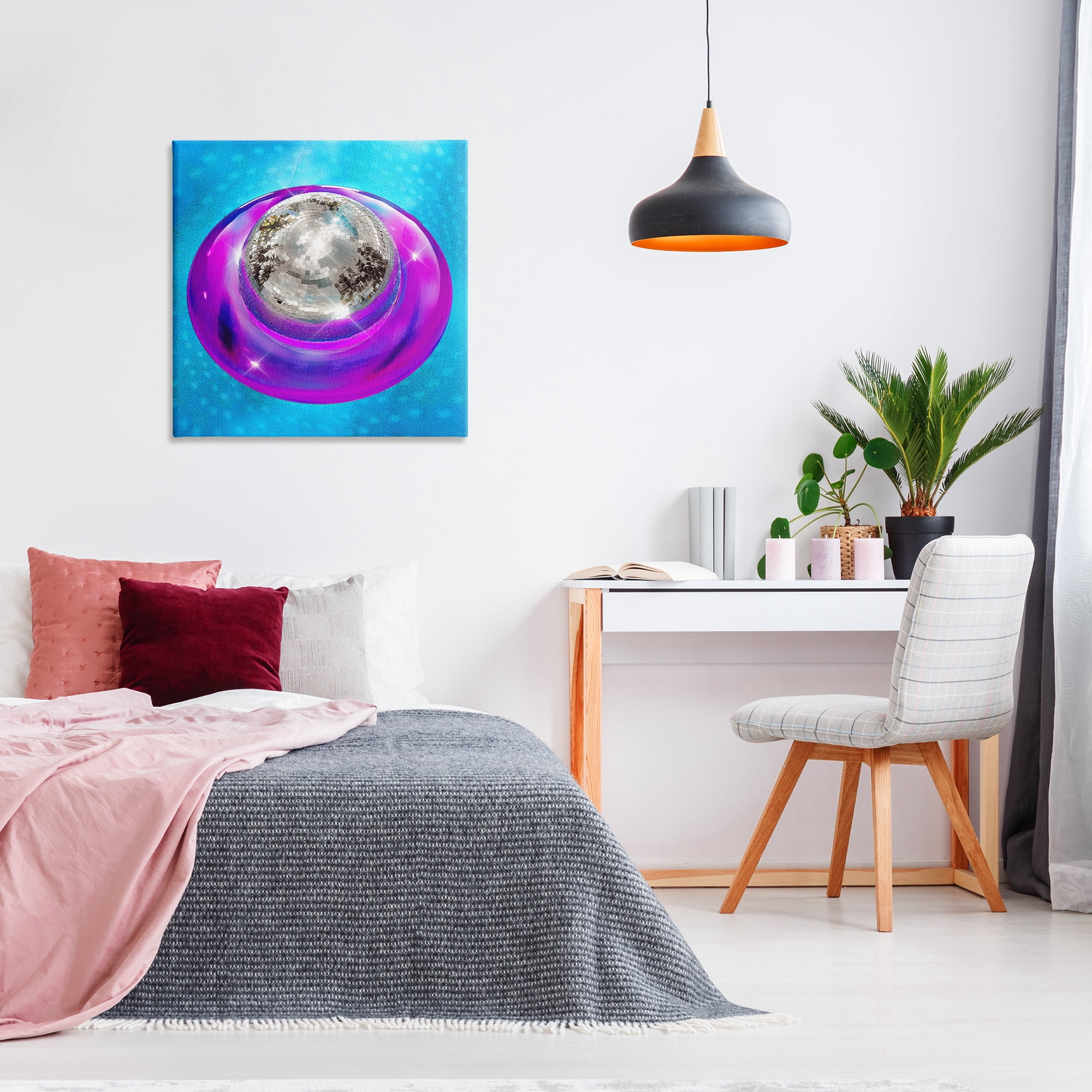 Stupell Industries Disco Ball in Pool Abstract Painting Gallery Wrapped Canvas Art Print Wall Art, 30 x 30