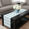 thumbnail image 4 of Aqua Plaid Table Runner 70 Inches Long, Spring Summer Farmhouse Buffalo Checkered Kitchen Coffee Dining Table Decoration for Home Party Birthday Wedding Home Decor 13x70 Inches, 4 of 8
