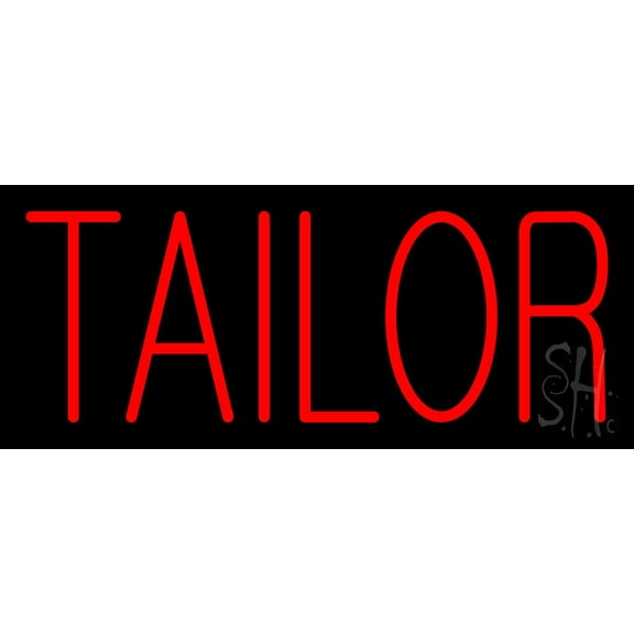 Red Block Tailor LED Neon Sign 10" Tall x 24" Wide - inches, Black Square Cut Acrylic Backing, with Dimmer - Bright and Premium built indoor LED Neon Sign for Storefront.