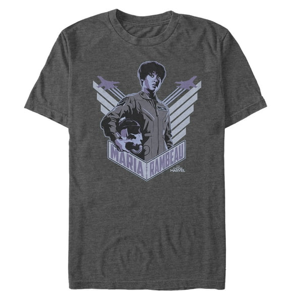 Men's Marvel Captain Marvel Maria Portrait  Graphic Tee Charcoal Heather Large