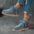 thumbnail image 4 of Fringe Ankle Boots for Women Suede Lace up Platform Winter Short Booties Casual Round Toe High Top Walking Shoes, 4 of 6