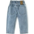 thumbnail image 2 of KIDSCOOL SPACE Baby Boy Jeans,2 Back Pockets D Ring Elastic Waist Denim Pants,Light Blue,12-18 Months, 2 of 6