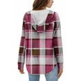 thumbnail image 5 of UoCefik Women Hoodie Long Sleeve Casual Plaid Button Down Hooded Sweatshirt Fall Drawstring Pullover Lightweight Shirts Oversized Travel Sweater Hoodies Loose Fit Clothes Hot Pink XXL, 5 of 5