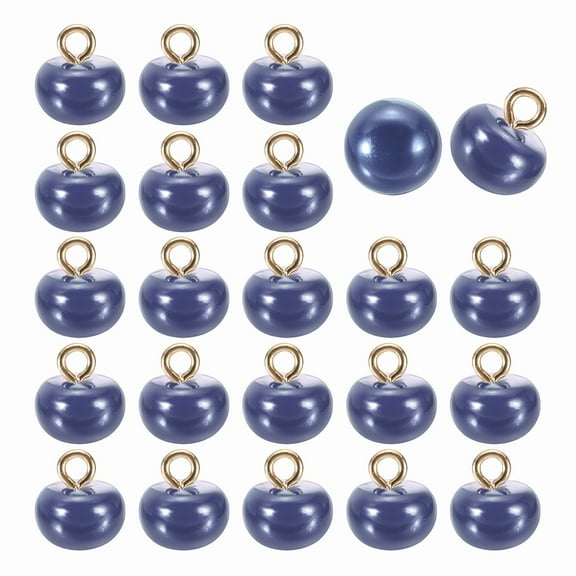 24pcs 16L Round Faux Pearl Buttons 10mm 3/8" Half Ball Dome Metal Shank Sewing Buttons Replacement DIY Small Button for Clothing Bridal Wedding Dress DIY Crafts, Dark Purple