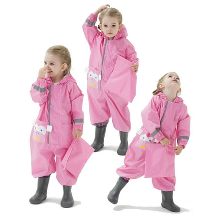 

Unisex Kids Hooded Jacket Wind And Waterproof Raincoat For Girls Boys Mask