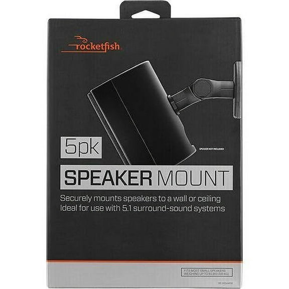 Rocketfish Tilting Wall Mounts Small Speakers (5-Pack) (RF-HSWM5B) Black - New