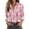 thumbnail image 2 of miqiqism Tshirts for Women Boho Long Sleeve Button Shirts Lady Trendy Classic T-Shirts Floral Graphic Blouses Clothing Lightweight Tees,02_Pink,3X-Large, 2 of 4