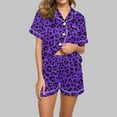 thumbnail image 2 of Tnhcen Women's Valentine's Day Leopard Print Pajama Sets Short Sleeve Casual V Neck 2 Piece Lounge Sets S-2XL, 2 of 5