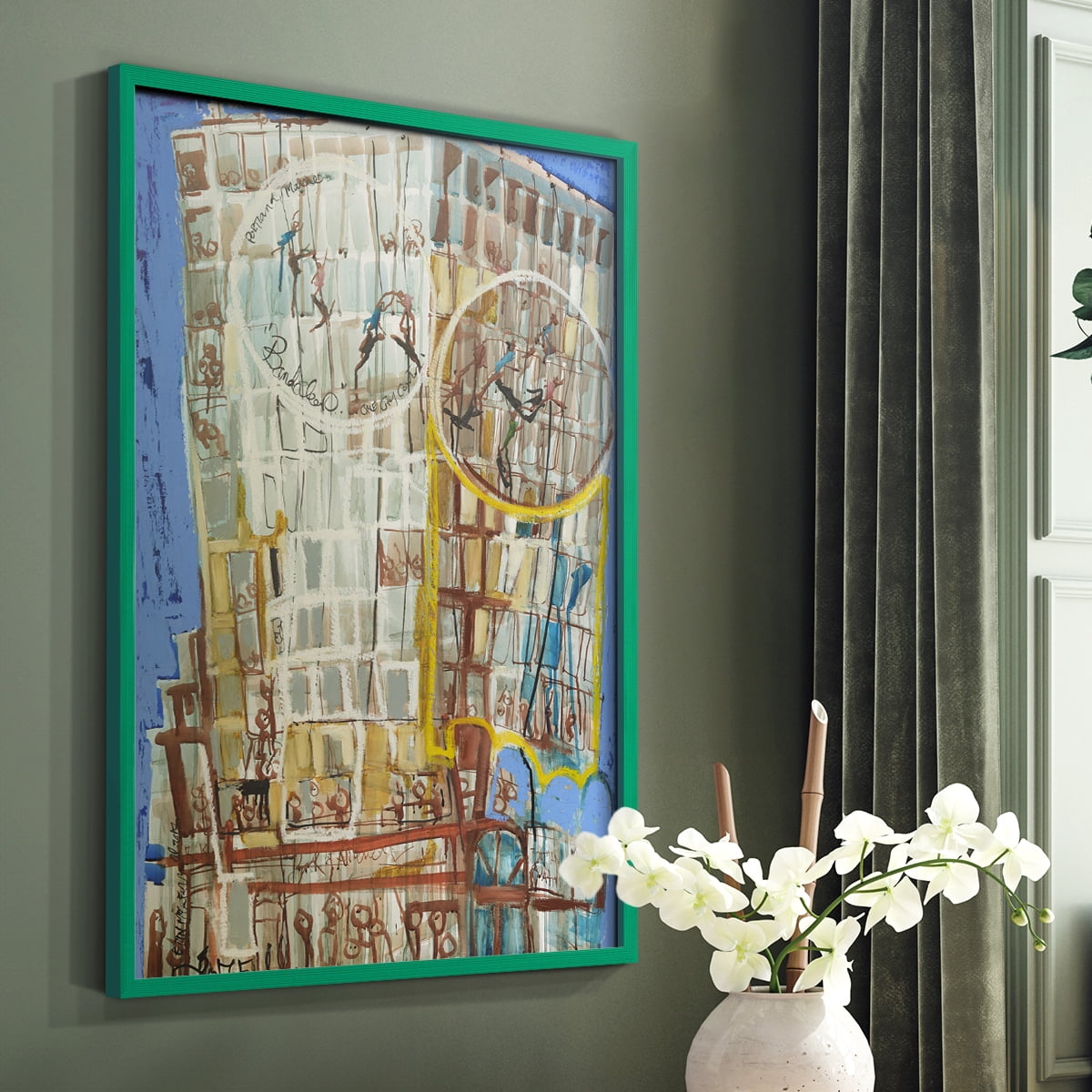 Bandaloo I Framed Print in Green Solid Wood Framed Print No Nail Hanging