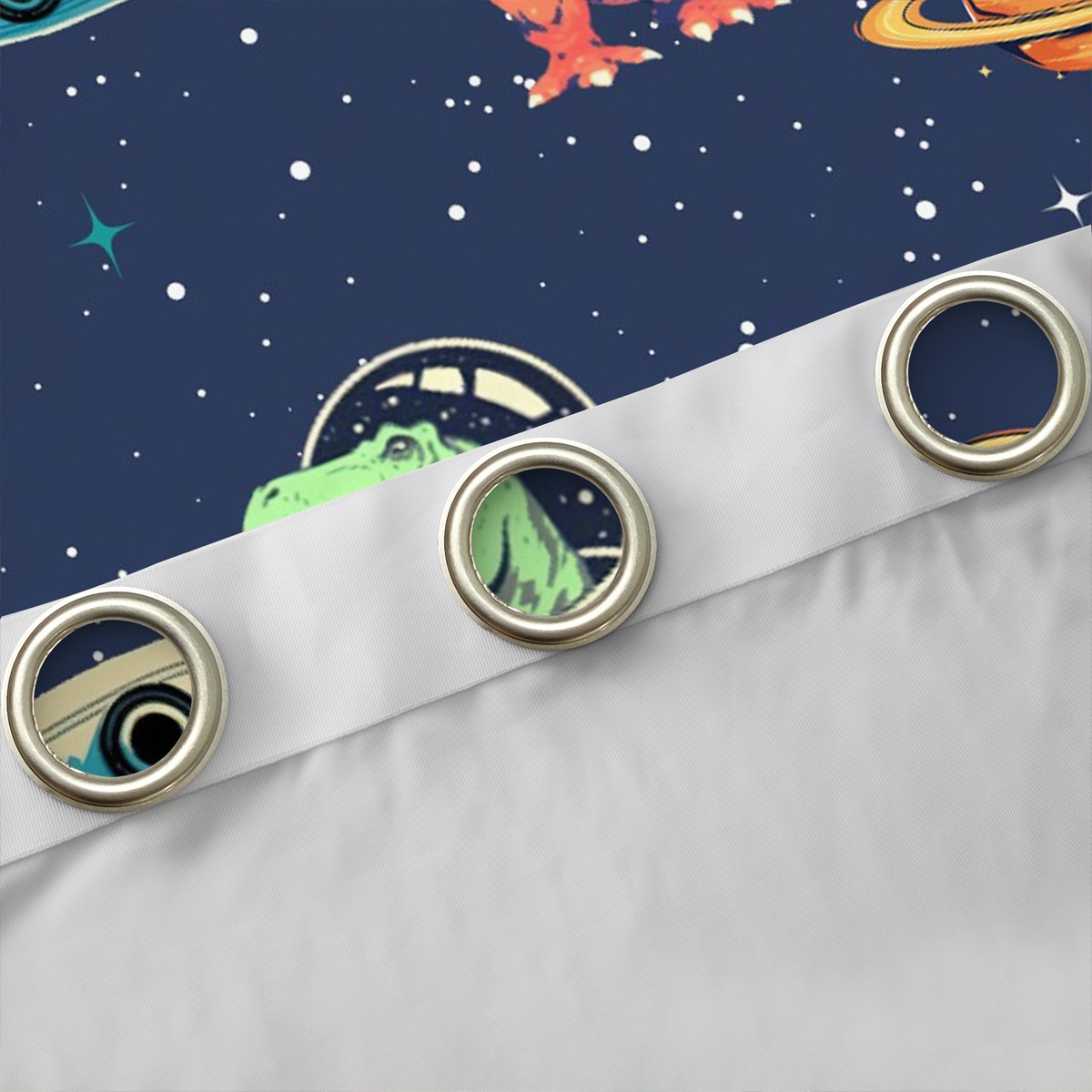 Feelyou Outer Space Dino Black Out Curtains for Teens, Dreamy Rocket Curtains Pack of 2 (42x63 Each), Cute Cartoon Navy Bedroom Curtains, Window Curtains Home Decor