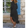 thumbnail image 3 of utcoco Womens Casual Loose Long Shirt Dress Side Split Dresses with Pockets, 3 of 4