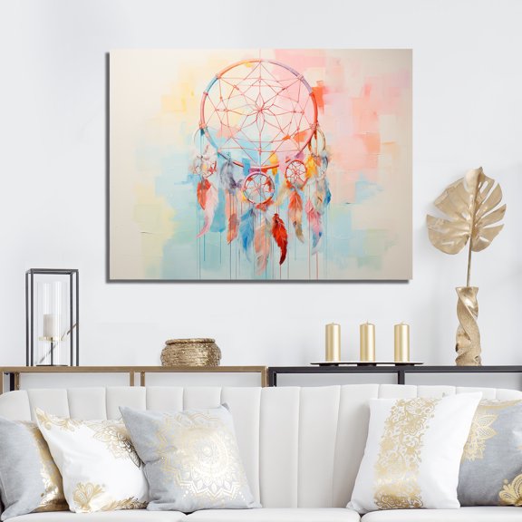 Designart "Multicolored Enchanted Dreamcatcher" Dream catcher Canvas Wall Art