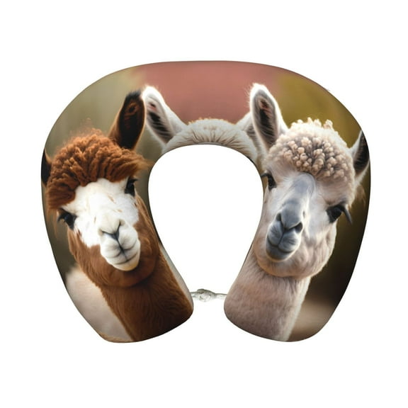 Easygdp Cute Alpaca in Daze Travel Pillow Memory Foam, Head Neck Support Airplane Pillow for Traveling, Car, Home, Travel Neck Flight Pillow