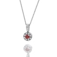 thumbnail image 2 of Glitz Design Round Garnet White Gold Halo Necklace with 20'' Chain, 2 of 2