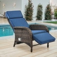 thumbnail image 2 of PARKWELL Outdoor Patio Recliner Chair,Adjustable Rattan Reclining Lounge Chair with Cushion, Navy, 2 of 9