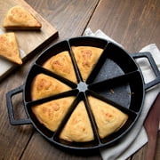 Bayou Classic 7478 10-in Cast Iron Wedge Cornbread Skillet Features Side Loop Handles For Easy Transport Bakes 8 Wedges of Cornbread