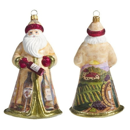 Martha's Vineyard Christmas Ornaments Glitterazzi Vineyard Wine Country Santa Polish Glass Christmas Tree Ornament ()