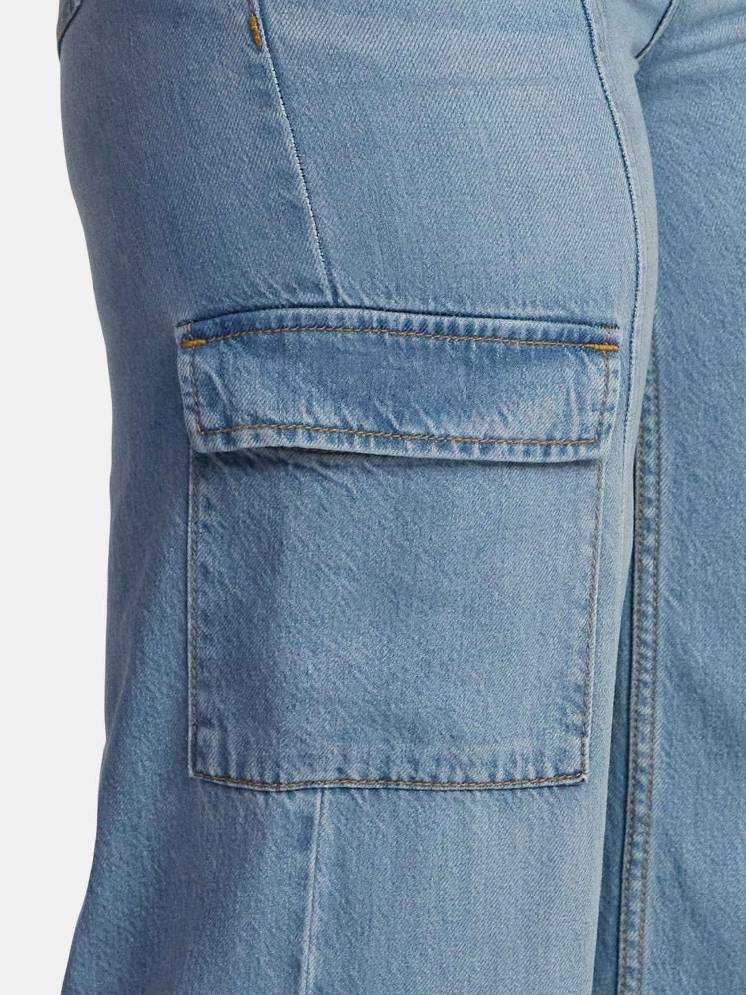 Time and Tru Women's Wide Leg Cargo Jeans, 31" Inseam, Sizes 0-20