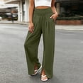 thumbnail image 6 of CHGBMOK Wide Leg Pants Woman Ruched High Waisted Palazzo Pant Summer Fall Flowy Beach Lounge Casual Trouser with Pockets, 6 of 8