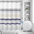 thumbnail image 2 of No Hook Shower Curtain, Beige Stripe Shower Curtains for Bathroom with See Through Top Window, Modern Abstract Art Navy Blue Striped Rustic Waterproof & Washable Bath Curtain Stall 48"x72", 2 of 9