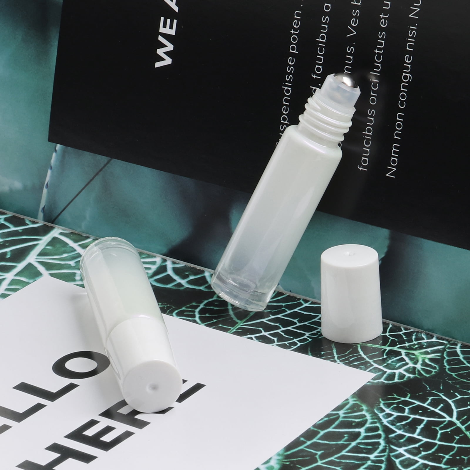 42pcs Roller Bottle, 10mL(0.34 Empty Refillable Roll-on Bottle, 5 Opener 5 Funnels with Stainless Steel Roller Balls and Caps for Travel, Perfume and Lip Gloss-White