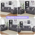 thumbnail image 4 of Hybition 3-Piece Living Room Sofa Set, Matte Faux Leather, with Geometric Pillows-Color:Dark Grey, 4 of 9