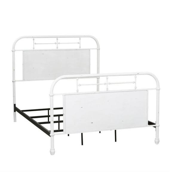 Liberty Furniture Industies, INC Vintage Series Full Metal Bed - Antique White in Distressed Metal