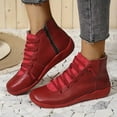 thumbnail image 2 of Women's Ankle Boots Casual Solid Color Zipper Strap Splicing Soft Leather Western Short Boots for Stylish Comfort, 2 of 9