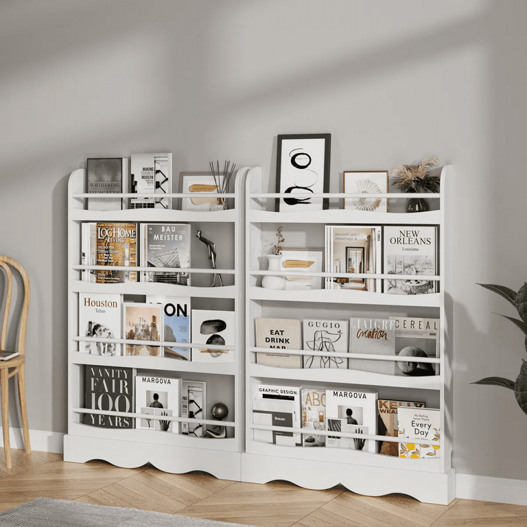 Kids Bookshelf, Wall Mount 4-Tier Book Shelf Organizer For Toys