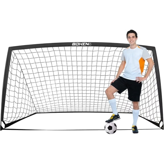 BOHEN Portable Kids Outdoor Backyard Soccer Goals with Carry Bag, Black