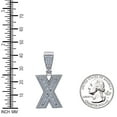 thumbnail image 3 of 925 Sterling Silver Mens Baguette Cubic-Zirconia Initial Alphabet X Charm Pendant, 3 of 3
