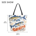 thumbnail image 5 of FORMRS Womens Canvas Tote Bag with Zipper Inner Pocket Shoulder Handbag, Blue Sardines Pattern, 5 of 7
