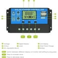 thumbnail image 2 of CAMOTUSE 30A 12V 24V Solar Panel Battery Charge Controller LCD Regulator Auto Dual USB, 2 of 8