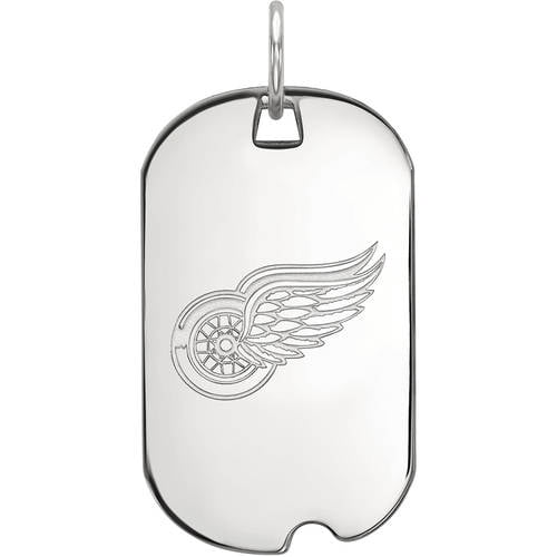 LogoArt Sterling Silver Rhodium-plated NHL Detroit Red Wings Small Dog Tag