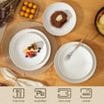 thumbnail image 4 of vancasso 16 Pieces Dinnerware Sets, Stoneware Plates and Bowls Set for 4, White Dish Set, 4 Different Patterns, 4 of 10