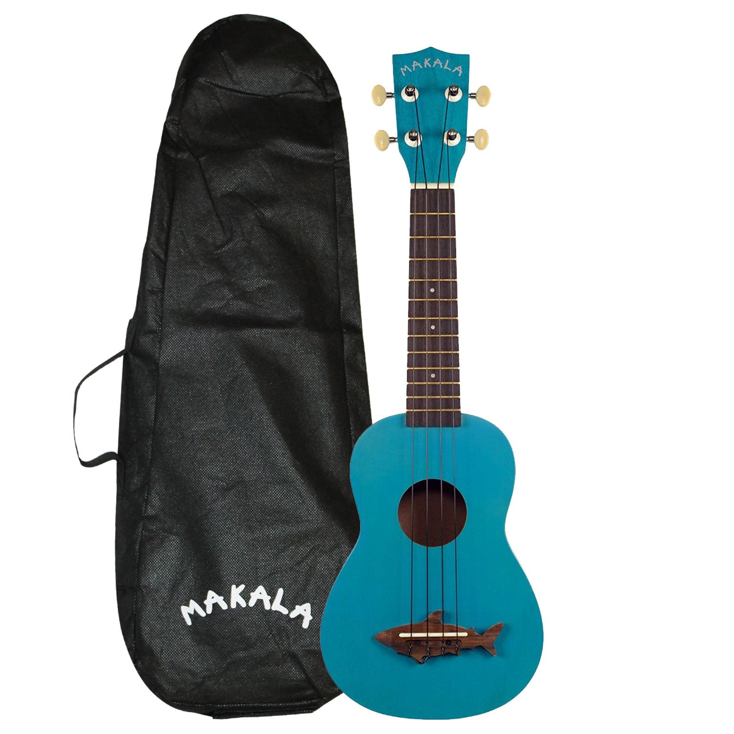 Kala Makala Shark Series Mako Blue Soprano Ukulele with Kala Bag