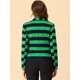 thumbnail image 4 of INSPIRE CHIC Blazer a rayas con cierre de botón y bolsillo con solapa con muesca para mujer Verde azul XS, 4 of 6