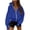 Blue, variant on Women'S Zip Up Hoodie Sweatshirt Y2K Fall Fashion Casual Solid Color Long Sleeve Loose Fit Pockets Casual Trendy Jacket Blue XXL