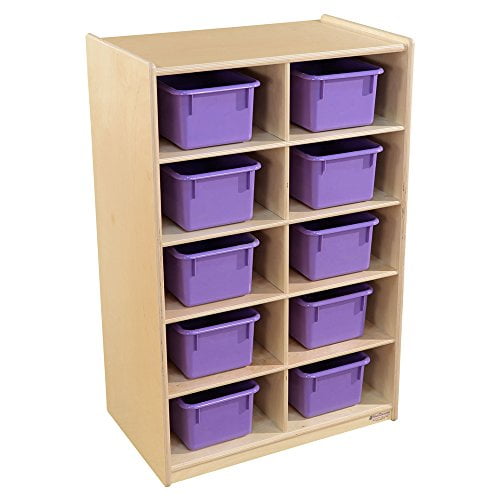Wood Designs 16109PP Vertical Storage with 10 Purple Trays