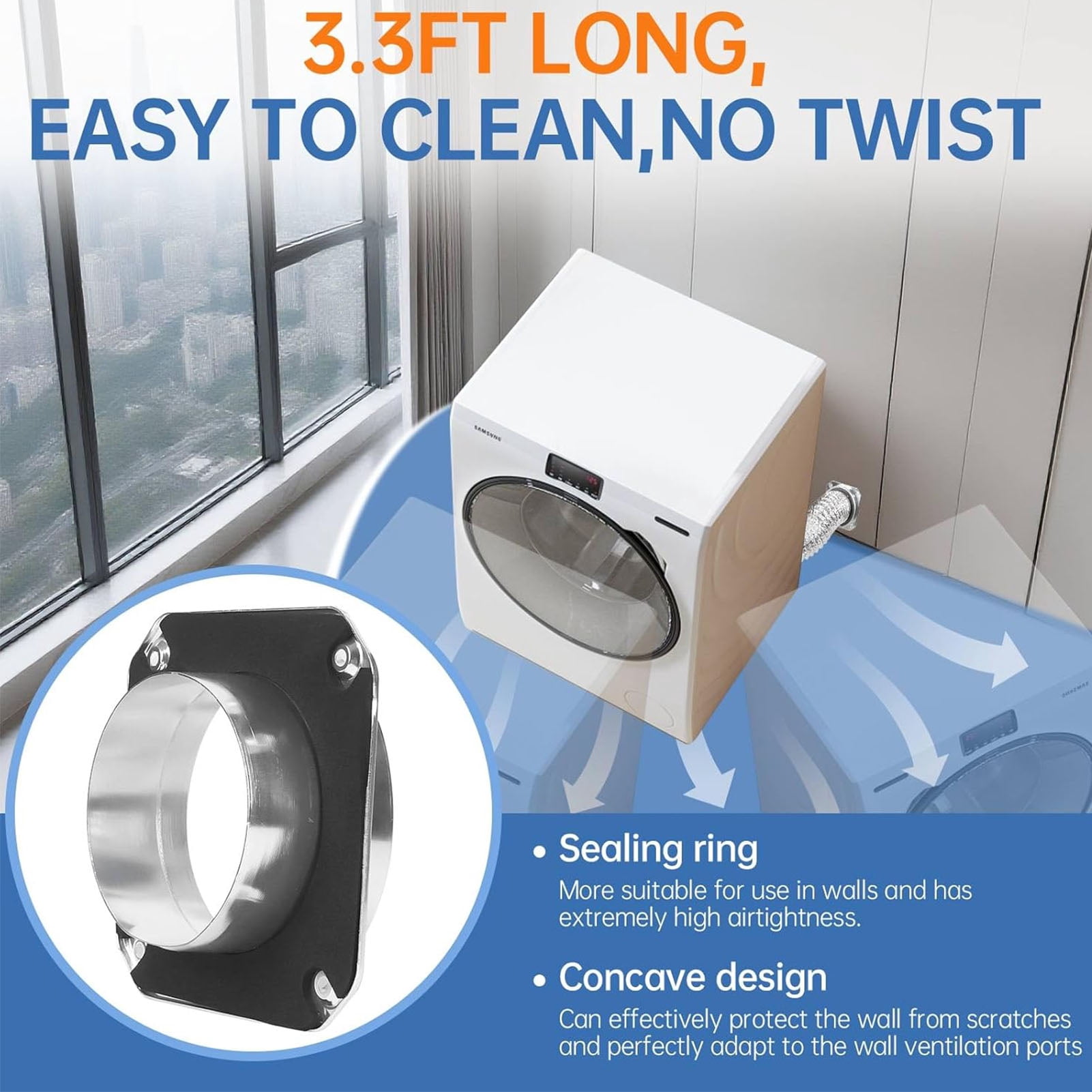 Rupoun Magnet Dryer Vent Coupling Self Alignment Airtight Seal Dryer Ventilation Port Exhaust Connector Kit 5.9 inches / 15 cm
