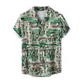 thumbnail image 1 of Camisas Para Hombre Manga Larga Moda de verano para hombre Casual Impresión hawaiana Seaside Beach Solapa Botón Camiseta Camisa de manga corta Moda Casual (Green, M), 1 of 7