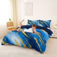 thumbnail image 3 of Homewish Blue Gold Marble Duvet Cover Queen,Modern Geometric Artwork Queen Bedding,Navy Blue Reversible,3-Piece,1 Duvet Cover and 2 Pillowcases, 3 of 6