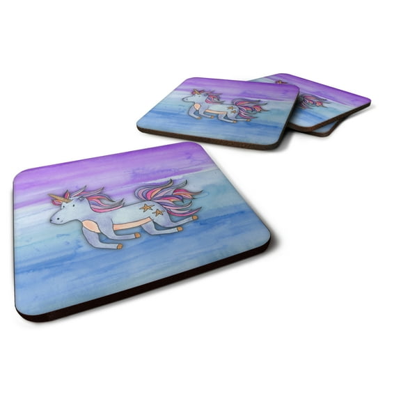 Blue Unicorn Watercolor Foam Coaster Set of 4