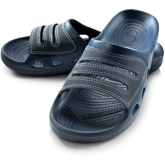 Roxoni Slide Sandals for Men | Open Toe Slip-On | Waterproof Rubber for Beach, Pool, Gym, Travel Wear