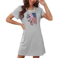 thumbnail image 4 of Tnhcen Plus Size Women's Patriotic 4th of July Sleep Dress – Short Sleeve Round Neck with Stars & Stripes Print Soft Polyester Spandex S-2XL for Home/Lounging, 4 of 7